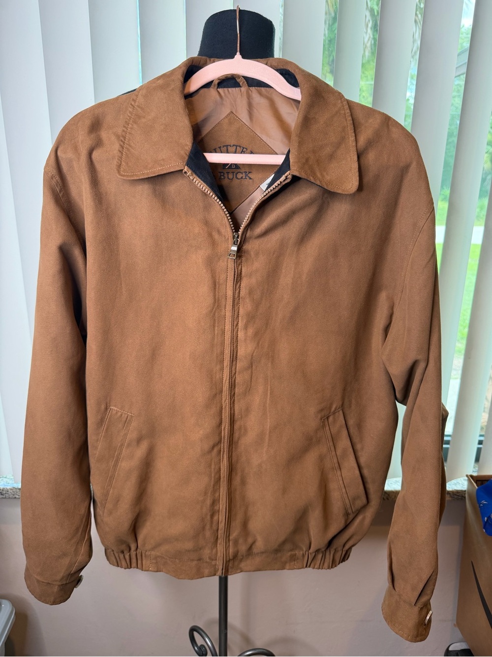 Cutter & Buck men’s brown microsuede full-zip bomber jacket Size Medium